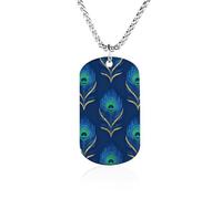 RLDOBOFE Custom Peacock Feather Pendant Necklace Memorial Photo Picture Necklace 23" Box Chain Commemorative Dog Tag Personalized Keepsake Jewelry Gift for Valentines Day
