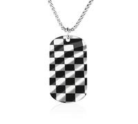 RLDOBOFE Custom Race Checkered Flag Pendant Necklace Memorial Photo Picture Necklace 23" Box Chain Commemorative Dog Tag Personalized Keepsake Jewelry Gift for Valentines Day