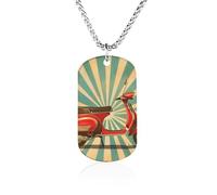 RLDOBOFE Custom Red Motorcycle Pendant Necklace Memorial Photo Picture Necklace 23" Box Chain Commemorative Dog Tag Personalized Keepsake Jewelry Gift for Valentines Day