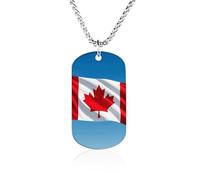 RLDOBOFE Custom Retro Canada Flag Pendant Necklace Memorial Photo Picture Necklace 23" Box Chain Commemorative Dog Tag Personalized Keepsake Jewelry Gift for Valentines Day