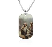 RLDOBOFE Custom Sitting Monkey Pendant Necklace Memorial Photo Picture Necklace 23" Box Chain Commemorative Dog Tag Personalized Keepsake Jewelry Gift for Valentines Day