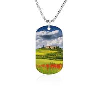 RLDOBOFE Custom Tuscany Spring Pendant Necklace Memorial Photo Picture Necklace 23" Box Chain Commemorative Dog Tag Personalized Keepsake Jewelry Gift for Valentines Day