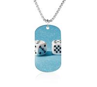 RLDOBOFE Custom Two White Dice Pendant Necklace Memorial Photo Picture Necklace 23" Box Chain Commemorative Dog Tag Personalized Keepsake Jewelry Gift for Valentines Day