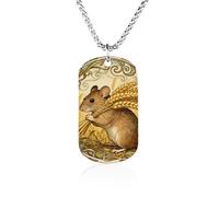 RLDOBOFE Custom Vole Wheat Ear Pendant Necklace Memorial Photo Picture Necklace 23" Box Chain Commemorative Dog Tag Personalized Keepsake Jewelry Gift for Valentines Day