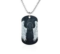 RLDOBOFE Custom White Angel Wings Pendant Necklace Memorial Photo Picture Necklace 23" Box Chain Commemorative Dog Tag Personalized Keepsake Jewelry Gift for Valentines Day