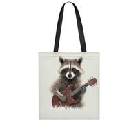 RLDOBOFE Cute Aesthetic Canvas Tote Bag for Women Lady Reusable Grocery Bag | Casual Funny Raccoon Printed Shoulder Bag Foldable Shopping Bag for Work,Gym,Daily Carry, Lightweight