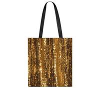 RLDOBOFE Cute Aesthetic Canvas Tote Bag for Women Lady Reusable Grocery Bag | Casual Gold Sequin Sparkle Printed Shoulder Bag Foldable Shopping Bag for Work,Gym,Daily Carry, Lightweight