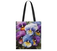 RLDOBOFE Cute Aesthetic Canvas Tote Bag for Women Lady Reusable Grocery Bag | Casual Pansy Perfection Printed Shoulder Bag Foldable Shopping Bag for Work,Gym,Daily Carry, Lightweight