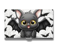 RLDOBOFE Cute Bat Business Card Holder, Slim Aluminum Alloy Card Case, Pocket Name Card Organizer Holder Wallet for Woman, Man, Pocket Or Bag Storage, Office Workers