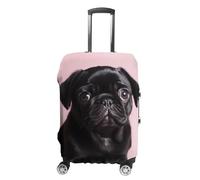RLDOBOFE Cute Black Pug Baggage Cover for Travel, Washable Suitcase Covers for Home, Dustproof Luggage Protector Skins with Zippers, Protector Anti Scratch, Luggage Covers, white, XL, Luggage Case