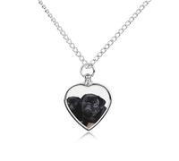 RLDOBOFE Cute Black Pug Cremation Jewelry for Ashes Heart Urn Necklaces Personalized Memorial Necklace Dog Cat Keepsake Pendant Custom Small Locket Ash Holder for Women Men