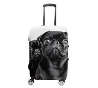 RLDOBOFE Cute Black Pug Dog Baggage Cover for Travel, Washable Suitcase Covers for Home, Dustproof Luggage Protector Skins with Zippers, Protector Anti Scratch, Luggage Covers, white, L, Luggage Case