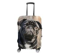 RLDOBOFE Cute Black Pug Dog Travel Luggage Cover Anti Scratch Suitcase Protector Washable Elastic Baggage Cover, white, Small, Stylish