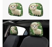 RLDOBOFE Cute Cartoon Sheep Car Headrest Cover 2 PCS, Funny Auto Front Seat Head Rest Protector, Universal Car Headrest Protector Elastic, Personalized Seat Cover Headrest Trim for Most Cars