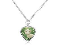 RLDOBOFE Cute Cartoon Sheep Pet Cremation Necklaces for Ashes Personalized Pet Ashes Jewelry Heart Shaped Urn Pendant Custom Memorial Funeral Keepsake for Loss Dogs Cats