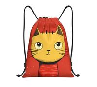 RLDOBOFE Cute Cat Icon Drawstring Backpack Sports Gym Sackpack Waterproof Swim Bag Men Women Draw String Bag, Black, M