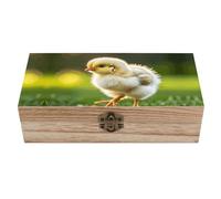 RLDOBOFE Cute Chicken Walking Wooden Keepsake Box with Lids Wood Storage Box with A Hinged Lid Decorative Boxes Table Large Rectangular Organizer Container for Jewelry Photos Craft