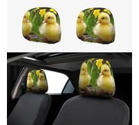 RLDOBOFE Cute Ducks Car Headrest Cover 2 PCS, Funny Auto Front Seat Head Rest Protector, Universal Car Headrest Protector Elastic, Personalized Seat Cover Headrest Trim for Most Cars