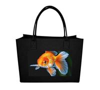 RLDOBOFE Cute Fish Felt Tote Bag Reusable Foldable Grocery Bag Versatile Large Capacity Commuter Handbag, Black, One Size
