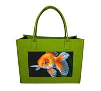 RLDOBOFE Cute Fish Felt Tote Bag Reusable Foldable Grocery Bag Versatile Large Capacity Commuter Handbag, Light Green, One Size