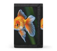 RLDOBOFE Cute Fish Trifold Wallet Minimalist Mens Wallet with Key Hook 8 Card Slots Modern Stylish Polyester Security Wallets Fashion Slim Credit Card Holder Id Window