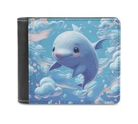 RLDOBOFE Cute Fish Wallet Passcase for Men, Extra Capacity Bifold Leather Wallets with ID Windows, Slim Stylish Wallet for Gift, Blocking Money Clip for Cards, Coin Pouch