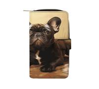 RLDOBOFE Cute French Bulldog Graphics PU Leather Long Wallet Travel Wallets