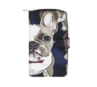 RLDOBOFE Cute French Bulldog PU Leather Long Wallet Travel Wallets