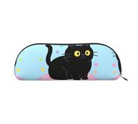 RLDOBOFE Cute Giraffe Flowers Pencil Pouch Leather,Small Pen Bags With Zipper For Pencils,Pens,Markers,Makeups,Change,Coins, Black Cat, One Size