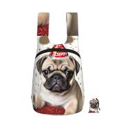 RLDOBOFE Cute Happy Birthday Pug Puppy Backpack - Lightweight 16L Foldable Hiking Daypack Packable Back Pack Travel Bag Zipper