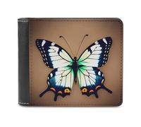 RLDOBOFE Cute Little Butterfly Wallet Passcase for Men, Extra Capacity Bifold Leather Wallets with ID Windows, Slim Stylish Wallet for Gift, Blocking Money Clip for Cards, Coin Pouch