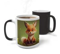RLDOBOFE Cute Little Fox Ceramic Color Changing Mug Heat Transforming Activated Mug 11 Oz Heat Changing Sensitive Tea Cup Magic Novelty Coffee Cup Drinkware Home Kitchen Gift