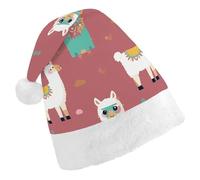 RLDOBOFE Cute Llama Pattern Christmas Hat Classic Santa Claus Hat with Plush Trim for New Year Xmas Party Supply