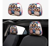 RLDOBOFE Cute Owls Car Headrest Cover 2 PCS, Funny Auto Front Seat Head Rest Protector, Universal Car Headrest Protector Elastic, Personalized Seat Cover Headrest Trim for Most Cars