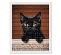 RLDOBOFE Cute Peeping Black Cat Diamond Picture for Unisex, Round Diamond Art Kits 16"x20" for Beginners, Personalized Diamond Painting for Wall Decor, Gem Dot Crafts, DIY Full Drill Paint