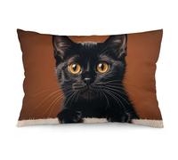 RLDOBOFE Cute Peeping Black Cat Throw Pillow Covers for Sofa, Super Soft Body Plush Pillow Cases with Zipper for Bedroom, Breathable Fuzzy Cushion Cases 12 "x20 for Living Room, Hotel