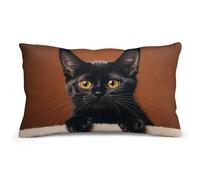 RLDOBOFE Cute Peeping Black Cat Throw Pillow Covers for Sofa, Super Soft Body Plush Pillow Cases with Zipper for Bedroom, Breathable Fuzzy Cushion Cases 8"x12" for Living Room, Hotel