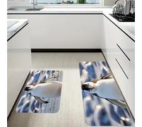 RLDOBOFE Cute Penguin Kitchen Mats Set of 2 Cushioned Anti-Fatigue Non-Slip Kitchen Runner Rugs Comfort Foam Standing Mat Absorbent Floor Rug for Office Sink Home Laundry
