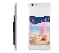 RLDOBOFE Cute Pink Gnomes Phone Wallet, Stick On Card Holder for Back of Phone Case - Leather Cell Phone Card Wallet Sleeve Adhesive Phone Pocket - Compatible with Most Cell Phones