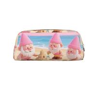 RLDOBOFE Cute Pink Gnomes print Pencil Bag waterproof Zipper Pencil Case Leather Pen Box Cosmetic Bag For Office Pencil