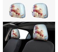 RLDOBOFE Cute Snowmen Christmas Car Headrest Cover 2 PCS, Funny Auto Front Seat Head Rest Protector, Universal Car Headrest Protector Elastic, Personalized Seat Cover Headrest Trim for Most Cars