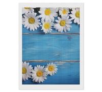 RLDOBOFE Daisy Flowers Blue Wooden Diamond Painting Kit for Adults Square 5D Diamond Art Kits for Beginners DIY Full Drill Diamonds Dots Painting Gem Arts Crafts Home Wall Decor Gift 12"x16"