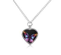 RLDOBOFE Dancing Butterfly Cremation Jewelry for Ashes Heart Urn Necklaces Personalized Memorial Necklace Dog Cat Keepsake Pendant Custom Small Locket Ash Holder for Women Men