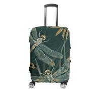 RLDOBOFE Dark Green Dragonfly Baggage Cover for Travel, Washable Suitcase Covers for Home, Dustproof Luggage Protector Skins with Zippers, Protector Anti Scratch, Luggage Covers, white, L, Luggage