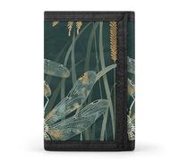 RLDOBOFE Dark Green Dragonfly Wallet for Men, Extra Capacity Trifold Wallet for Women, Foldable Money Clip with ID Window for Pocket, Credit Card Holder, Personalized Wallets for Travel