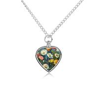 RLDOBOFE Dark Green Plants Urn Necklace Heart Cremation Jewelry for Ashes Memorial Keepsake Jewelry with Funnel Filler Urn Locket for Women Men to Hold Ashes of Pet Loved Ones