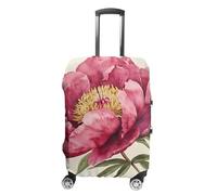 RLDOBOFE Dark Peach Peony Flower Travel Luggage Cover Anti Scratch Suitcase Protector Washable Elastic Baggage Cover, white, Small, Stylish