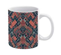 RLDOBOFE Dark Striped Pattern Ceramic Coffee Mug, 11.2 Oz Tea Cup with Handle, Coffee Cup for Latte Hot Tea Cappuccino Mocha Cocoa