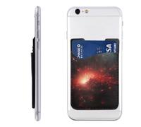 RLDOBOFE Darkness Bursts into Red Light Phone Wallet, Stick On Card Holder for Back of Phone Case - Leather Cell Phone Card Wallet Sleeve Adhesive Phone Pocket - Compatible with Most Cell Phones