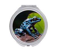 RLDOBOFE Dart Frog Blue Mirror, Compact and Portable, Round Mirror,Folding Handheld, 2-Sided, Makeup Mirror for Handbag Purse Pocket 2.4 Inches